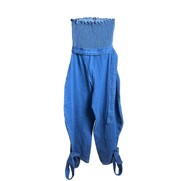 Fashionnova Cotton Jumpsuit Denim Buckle Waist Medium - Picture 2 of 8